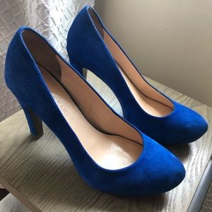 Franco Sarto Blue Suede Closed Toe Heels